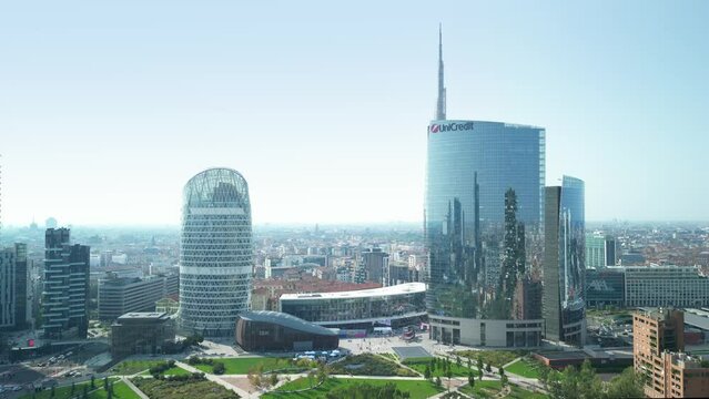 Milan, Italy, the Gae Aulenti center skycrapers, the new skyline of Milano