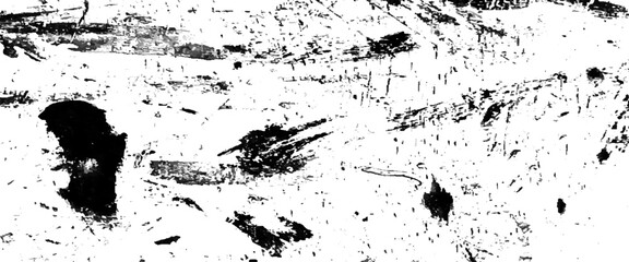 Brush curly lines seamless pattern, destroyed crumbled plaster on aged painted brushed surface,  acrylic splashing Black stuff from the brush with a transparent background, 