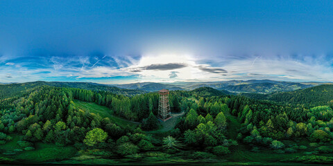 Malnik wieża widokowa, Muszyna, Malopolska, Poland EU, Panorama 360