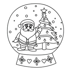 Snow globe ball christmas winter with santaclause cartoon