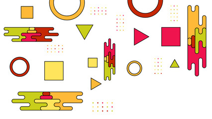 Yellow red and white memphis hipster geometric background
