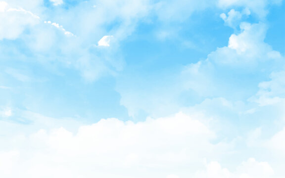 Blue sky with soft white clouds, Background for design and decoration. Vector background