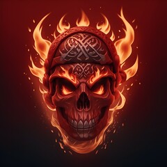 head skull fire mascot and esport gaming logo, AI generated