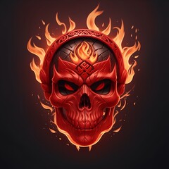 head skull fire mascot and esport gaming logo, AI generated