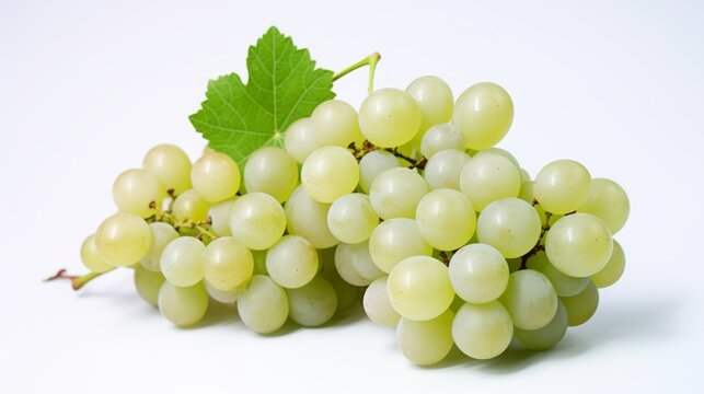 fresh, ripe green grapes, also known as muscat grapes. On an impartial white background, isolated.