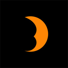 Fototapeta premium Unique crescent moon illustration logo design with the concept of the number 3 or letter B.