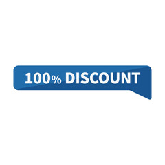 100 Discount In Blue Rectangle Shape For Free Promotion Sale
