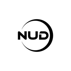NUD letter logo design with white background in illustrator, cube logo, vector logo, modern alphabet font overlap style. calligraphy designs for logo, Poster, Invitation, etc.
