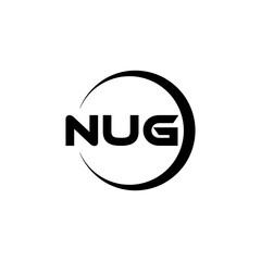NUG letter logo design with white background in illustrator, cube logo, vector logo, modern alphabet font overlap style. calligraphy designs for logo, Poster, Invitation, etc.