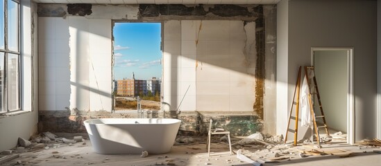 Image of unfinished building restroom