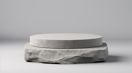 Stone podium for display product. Background for cosmetic product branding, identity and packaging