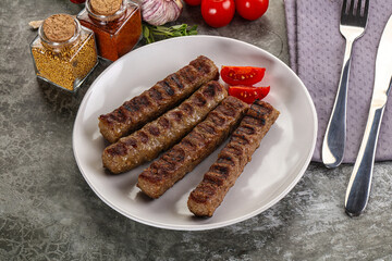Grilled beef kebab minced meat