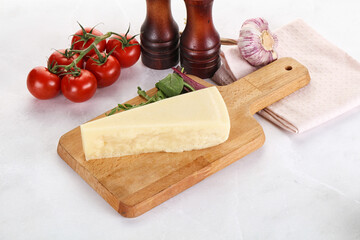 Piece Italian hard parmesan cheese