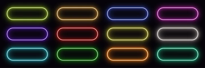 Fotobehang set of round rectangle neon frame. vector © Sunil