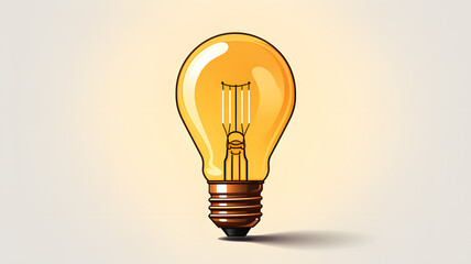 Design a minimalist vector graphic of a classic lightbulb on a plain white canvas, highlighting its simplicity and using a bright, electrifying color to symbolize ideas and innovation.