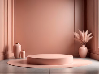 Highlighting Products with Circular Podium Mockups in nude tones and elegant decoration