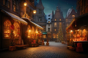 Fototapeta na wymiar Whimsical Winter Wonderland: A Charming Christmas Market