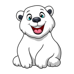 Naklejka premium Cute polar bear cartoon on white background