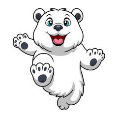 Cute polar bear cartoon on white background