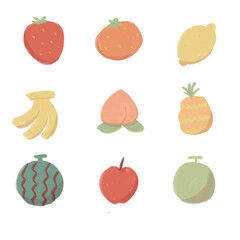 シンプルなフルーツのイラストセット