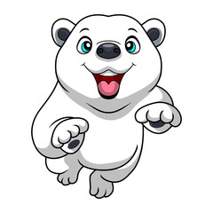 Cute polar bear cartoon on white background