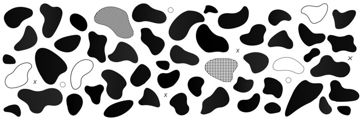set of abstract black liquid shapes blobs vector background