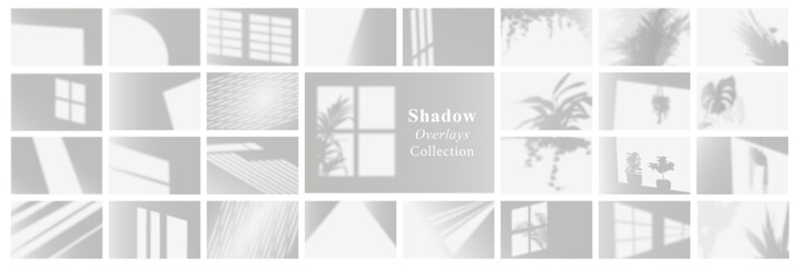 set of shadow from window on white wall background. copy space for product display or text