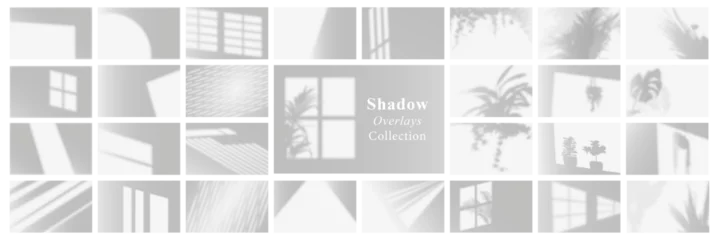 Fotobehang set of shadow from window on white wall background. copy space for product display or text © Sunil