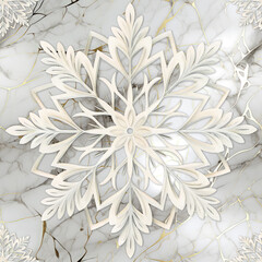 Seamless decorative Christmas background with snowflakes on marble texture