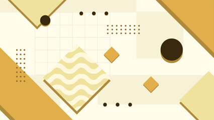 Yellow brown and black vector abstract illustration background with flat geometric shapes inspired by memphis style
