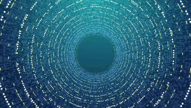 Fly through vortex tunnel of data