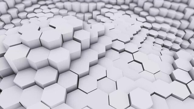 Abstract field of geometric hexagons moving
