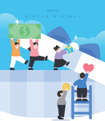 겨울 미니멀 쇼핑 일러스트 09
