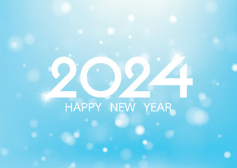 Fototapeta na wymiar Happy new year 2024 on blue background for celebration, party, and new year event. Vector illustration