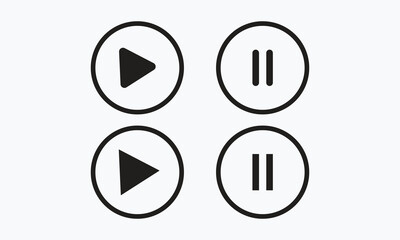 Play and pause icon set. Media player control icon isolated on transparent background. Vector illustration.