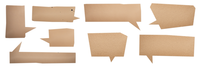 set of cut out cardboard speech bubbles