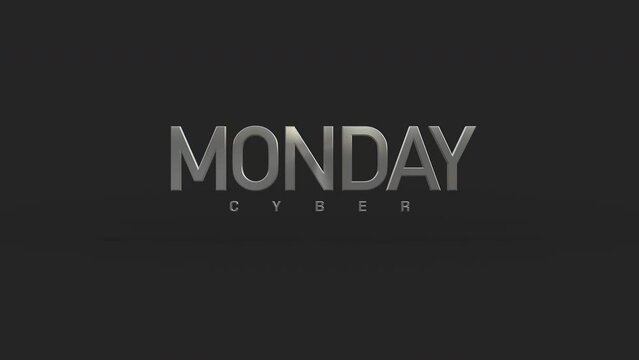 Elegant Cyber Monday text on black gradient. Perfect for cutting-edge business promotions and holiday sales, this motion abstract background exudes modern sophistication and seasonal allure