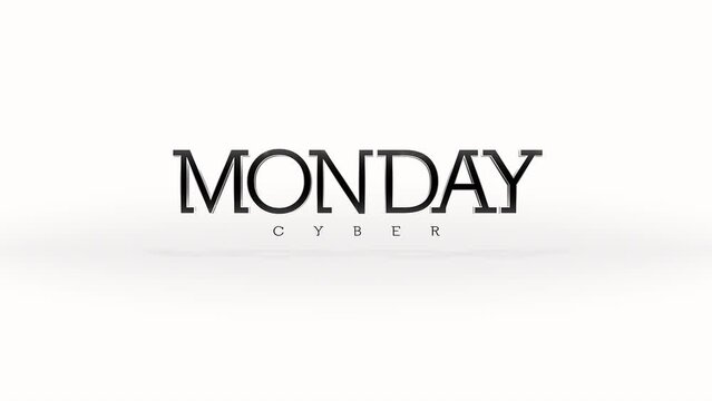 Elegant Cyber Monday text on white gradient. Perfect for cutting-edge business promotions and holiday sales, this motion abstract background exudes modern sophistication and seasonal allure