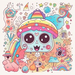 Fototapeta premium Kawaii Psychedelic Wonderland