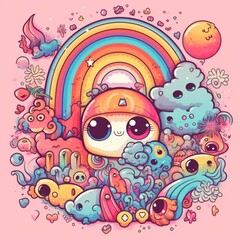 Obraz premium Kawaii Psychedelic Wonderland