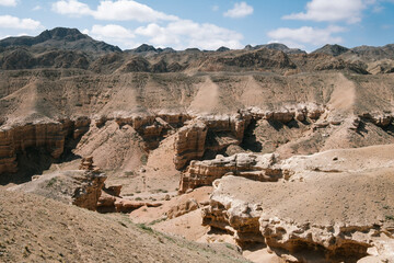 Charyn grand canyon, Valley of castles, Kazakhstan. Almaty region - April 2023