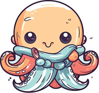 Octo-Joy: Cute Kawaii Octopus T-Shirt Design
