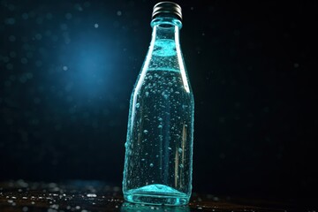 A simple image of a bottle of water sitting on top of a table. This versatile image can be used in various contexts