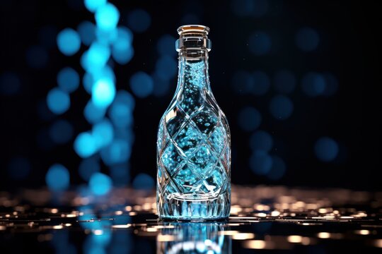 A simple image of a bottle of water placed on top of a table. This versatile picture can be used in various contexts