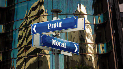 Street Sign to Moral versus Profit © Thomas Reimer