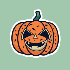 A sticker of a Halloween pumpkin