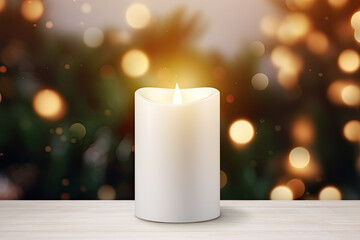 White candle mockup, Christmas candle 