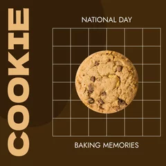  Composite of national cookie day and baking memories text with cookie on brown background © vectorfusionart