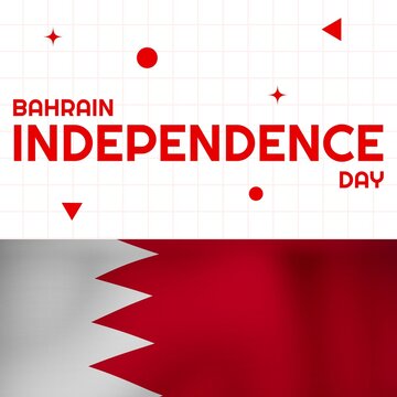 Illustration of bahrain independence day and bahrain flag on grid pattern, copy space