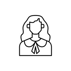 Female diversity people icon with black outline style. female, woman, person, young, white, isolated, girl. Vector Illustration